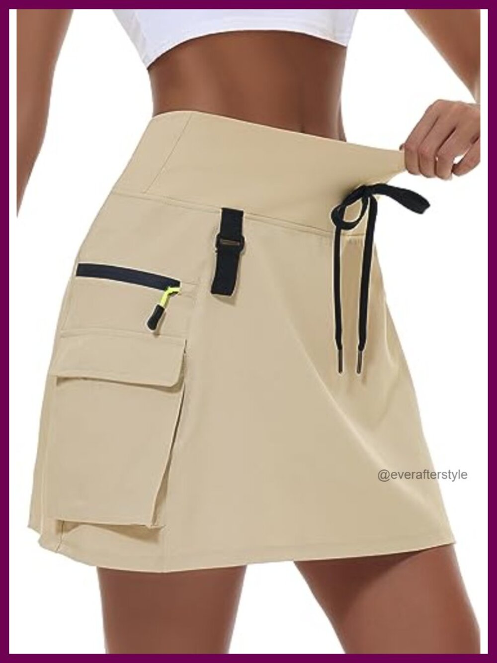 MIVEI Womens Hiking Cargo Skort 16in Compression Liner UPF 50+ Zipper Pockets